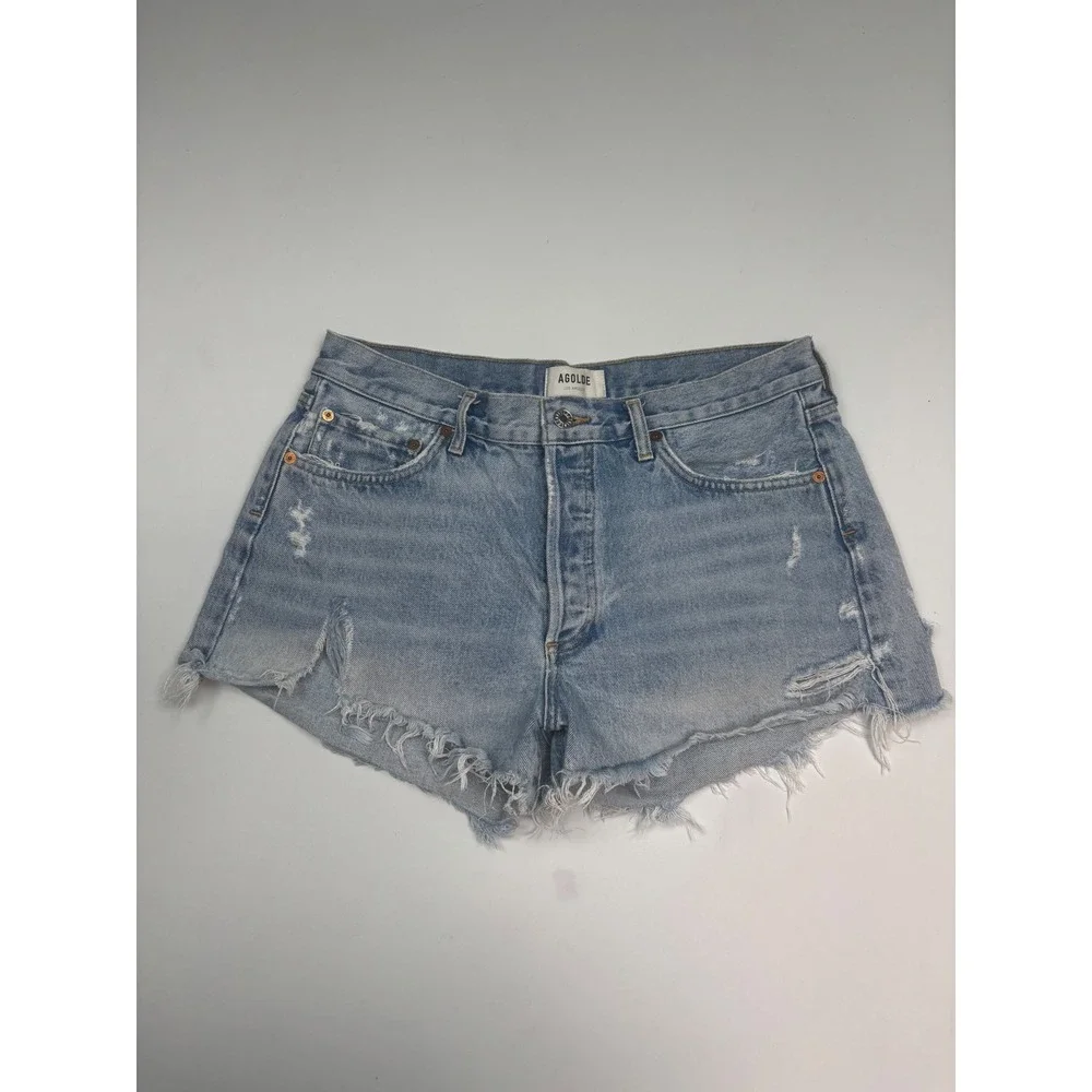 Revolve‎ AGOLDE Parker Vintage Cut Off Denim Shorts Light Wash A026-811 Size 30